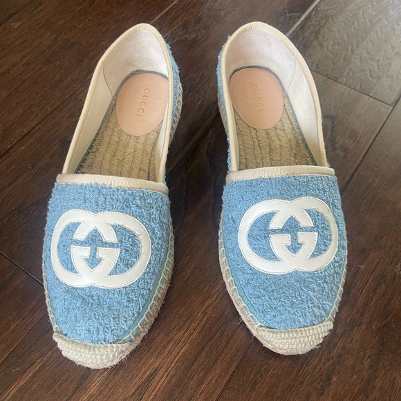 Like New Gucci Pilar Espadrille Flat Blue White Womens Designer Size 36.5 - Picture 5 of 13